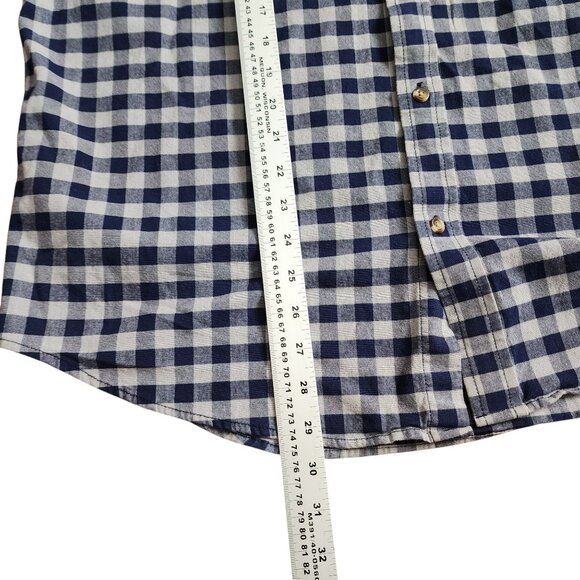 Old Navy Men's XL Blue White Gingham Button Up Shirt Regular Fit Built-In Flex - Picture 10 of 11